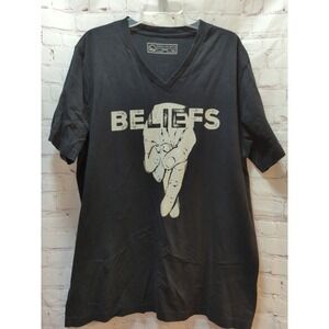 Human Unlimited HU Beliefs fingers crossed Men's black v neck t shirt XL